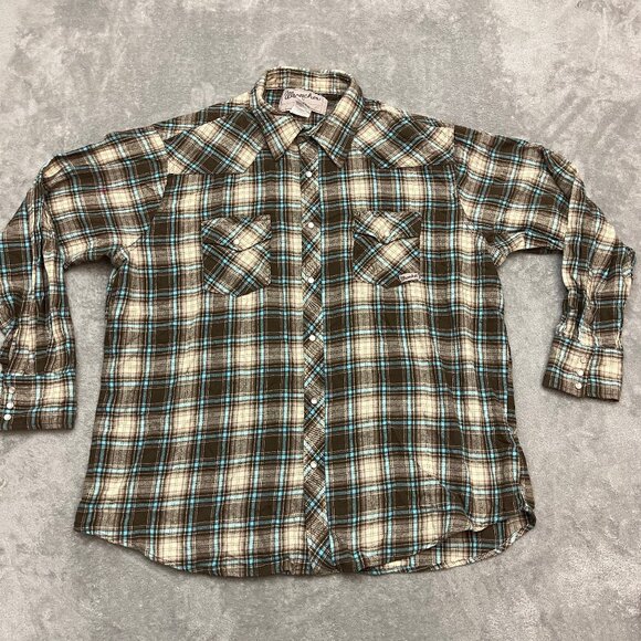 Wrangler Other - Wrangler Wrancher Shirt Mens 2X Western Pearl Snap Cowboy Plaid Long Sleeve